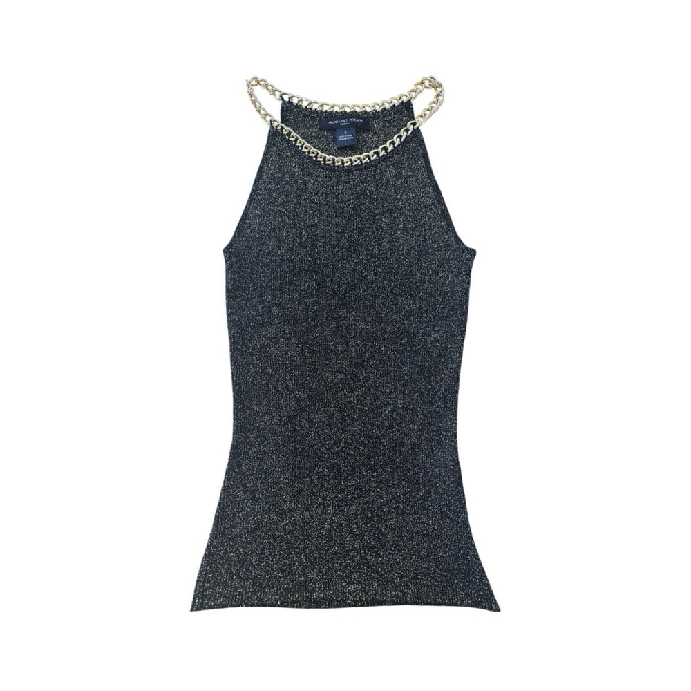 Vtg August Silk Knits Y2K Chainlink Neck Sleeveless Top